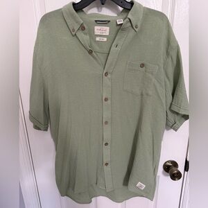 Original Weatherproof Vintage Olive Casual Button-Down Shirt
